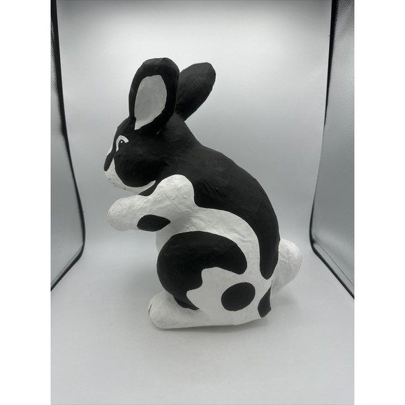 Dept 56 Bunny Rabbit Papier Paper Mache Large Black White Easter RARE - Picture 3 of 16